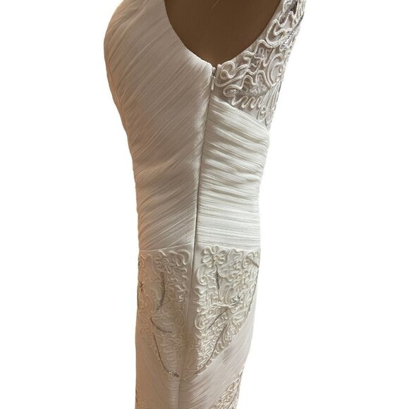 NWT Sue Wong Formal wedding Crystal Beaded White Ivory Knee Length Dress‎ Size 6 - Picture 8 of 16